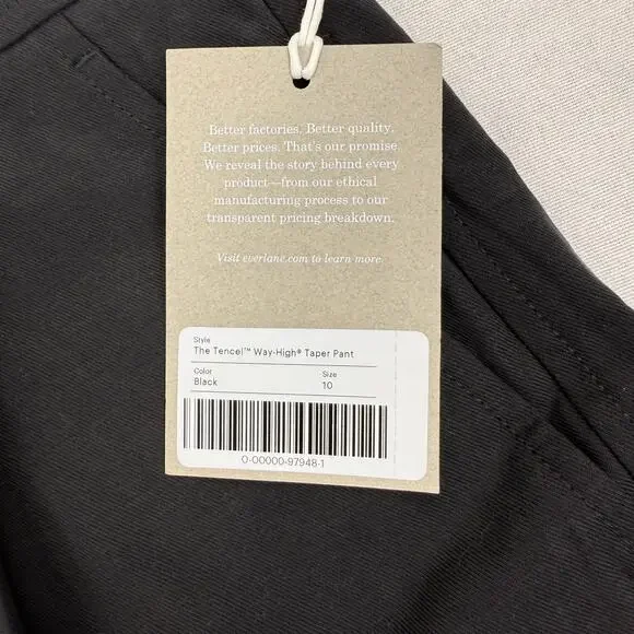 Everlane Women's The Tencel Way High Taper Pant Size 10 Black Ankle Pleated